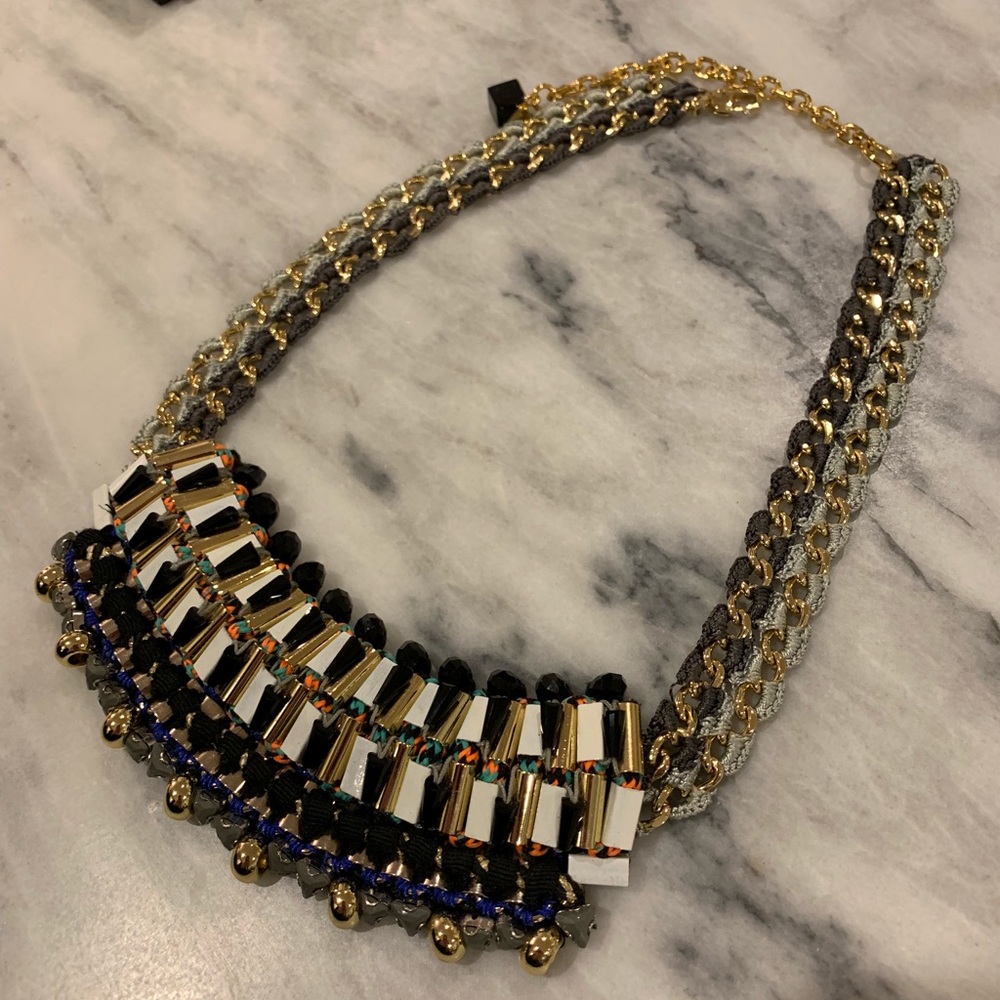 Nocturne Statement Necklace with Leather Back